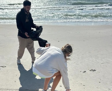 Cleaning up the local beach